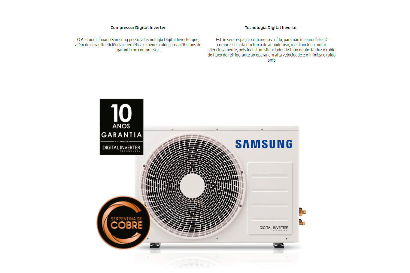  Ar Condicionado Split Samsung Inverter WindFree Sem Vento 12.000 Btus Quente e Frio Branco - 220v 